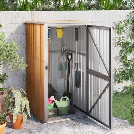 Garden Tool Shed Brown 34.6"x35"x63.4" Galvanized Steel