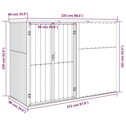 Garden Tool Shed Anthracite 88.6"x35"x63.4" Galvanized Steel