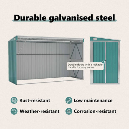 Wall-mounted Garden Shed Green 46.5"x113.4"x70.1" Galvanized Steel
