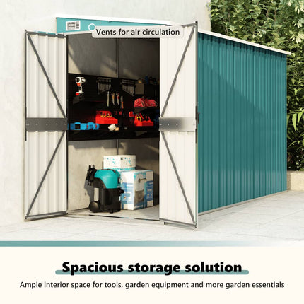 Wall-mounted Garden Shed Green 46.5"x113.4"x70.1" Galvanized Steel
