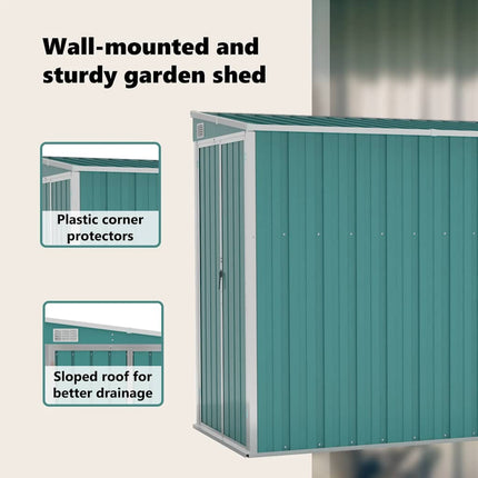 Wall-mounted Garden Shed Green 46.5"x113.4"x70.1" Galvanized Steel