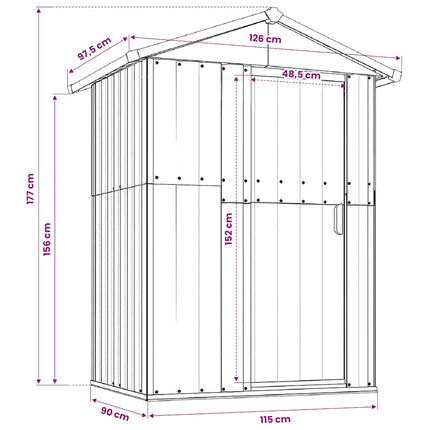 Garden Shed Gray 49.6"x38.4"x69.7" Galvanized Steel