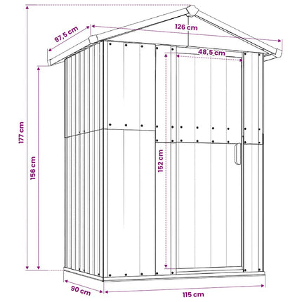 Garden Shed Anthracite 49.6"x38.4"x69.7" Galvanized Steel