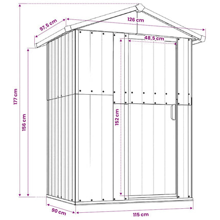 Garden Shed Brown Galvanized Steel 49.6 x 38.4 x 69.7 in