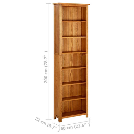 7-Tier Bookcase 23.6"x8.7"x78.7" Solid Oak Wood
