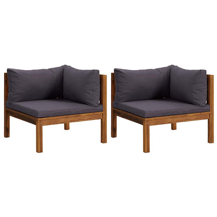 Corner Sofas 2 pcs with Dark Gray Cushions Solid Acacia Wood