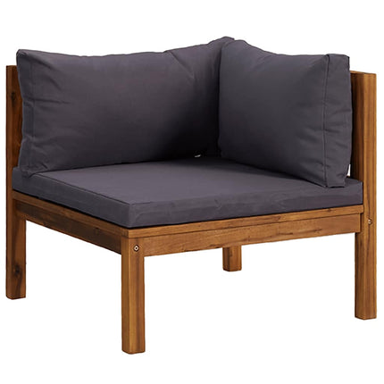 Corner Sofas 2 pcs with Dark Gray Cushions Solid Acacia Wood