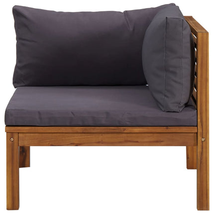 Corner Sofas 2 pcs with Dark Gray Cushions Solid Acacia Wood