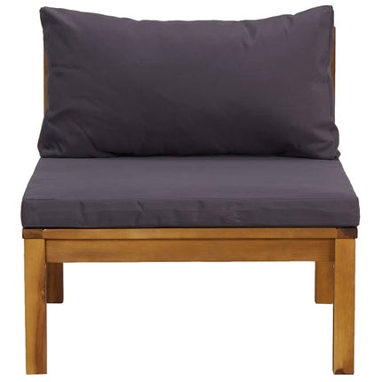 2 Piece Sofa Set with Dark Gray Cushions Solid Acacia Wood
