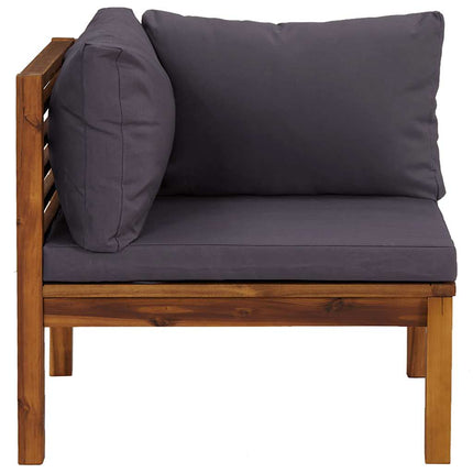 2 Piece Sofa Set with Dark Gray Cushions Solid Acacia Wood