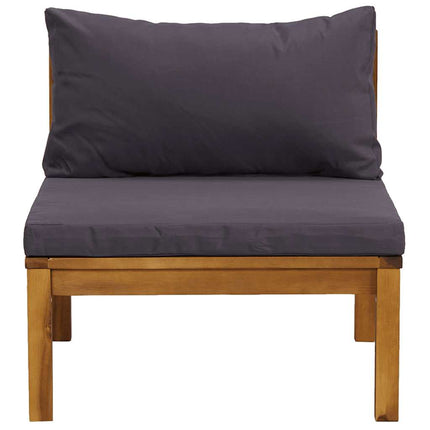 2 Piece Patio Sofa Set with Dark Gray Cushions Acacia Wood