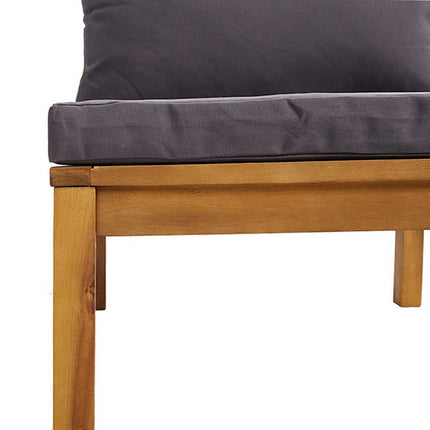 Sectional Middle Sofa with Dark Gray Cushions Solid Acacia Wood