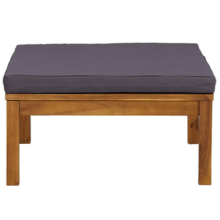 Footrest with Dark Gray Cushion Solid Acacia Wood