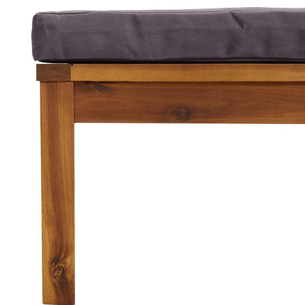 Footrest with Dark Gray Cushion Solid Acacia Wood