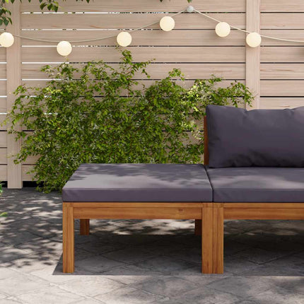 Footrest with Dark Gray Cushion Solid Acacia Wood