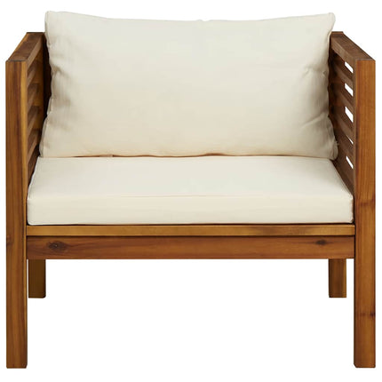 Patio Chair with Cream White Cushions Solid Acacia Wood