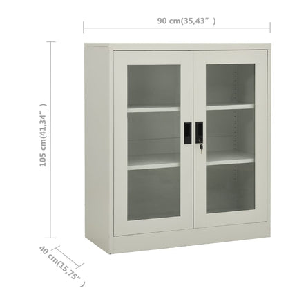 Office Cabinet Light Gray 35.4"x15.7"x41.3" Steel