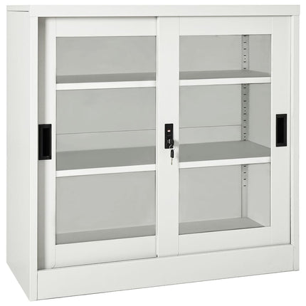 Sliding Door Cabinet Light Gray 35.4"x15.7"x35.4" Steel
