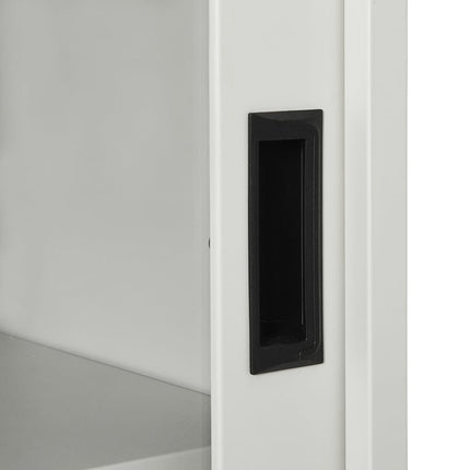 Sliding Door Cabinet Light Gray 35.4"x15.7"x35.4" Steel