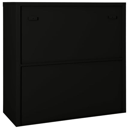 Sliding Door Cabinet Black 35.4"x15.7"x35.4" Steel