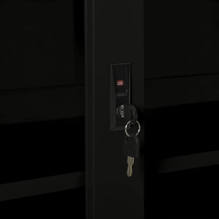Sliding Door Cabinet Black 35.4"x15.7"x35.4" Steel