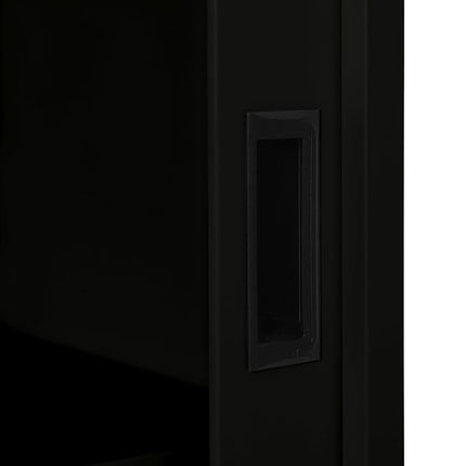 Sliding Door Cabinet Black 35.4"x15.7"x35.4" Steel