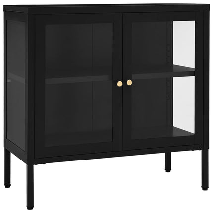 Sideboard Black 27.6"x13.8"x27.6" Steel and Glass
