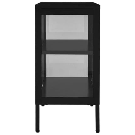 Sideboard Black 27.6"x13.8"x27.6" Steel and Glass