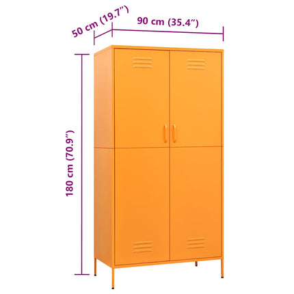 Wardrobe Mustard Yellow 35.4"x19.7"x70.9" Steel