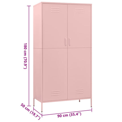 Wardrobe Pink 35.4"x19.7"x70.9" Steel