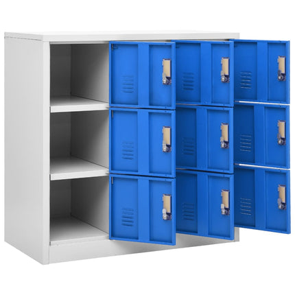 Locker Cabinet Light Gray and Blue 35.4"x17.7"x36.4" Steel