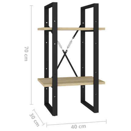 2-Tier Book Cabinet Sonoma Oak 15.7"x11.8"x27.6" Engineered Wood