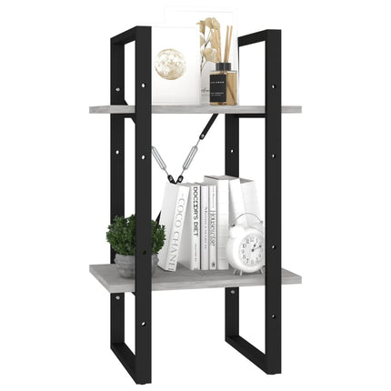 2-Tier Book Cabinet Concrete Gray 15.7"x11.8"x27.6" Engineered Wood