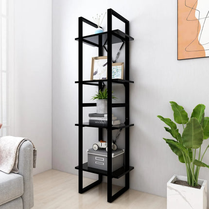 4-Tier Book Cabinet Black 15.7"x11.8"x55.1" Engineered Wood