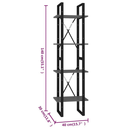 4-Tier Book Cabinet Gray 15.7"x11.8"x55.1" Engineered Wood