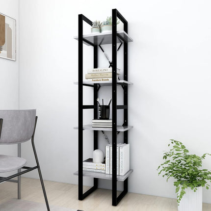 4-Tier Book Cabinet Concrete Gray 15.7"x11.8"x55.1" Engineered Wood
