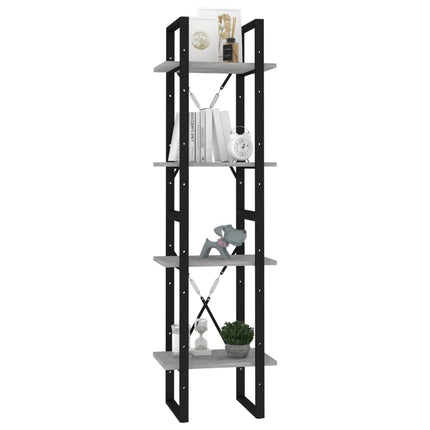 4-Tier Book Cabinet Concrete Gray 15.7"x11.8"x55.1" Engineered Wood