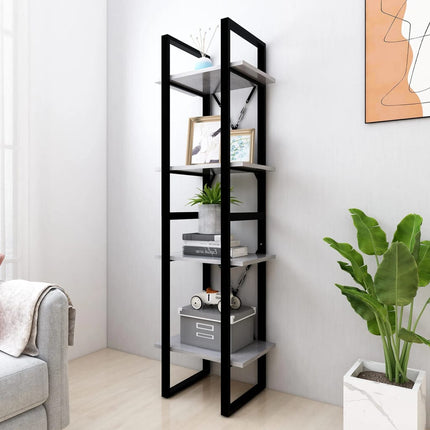 4-Tier Book Cabinet Concrete Gray 15.7"x11.8"x55.1" Engineered Wood