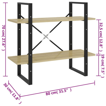 2-Tier Book Cabinet Sonoma Oak 31.5"x11.8"x27.6" Engineered Wood