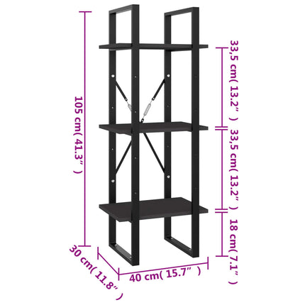 3-Tier Book Cabinet Gray 15.7"x11.8"x41.3" Engineered Wood