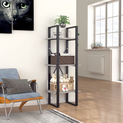 3-Tier Book Cabinet Concrete Gray 15.7"x11.8"x41.3" Engineered Wood