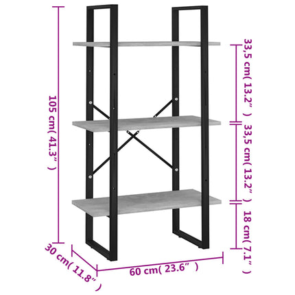 Storage Shelf Concrete Gray 23.6"x11.8"x41.3" Engineered Wood