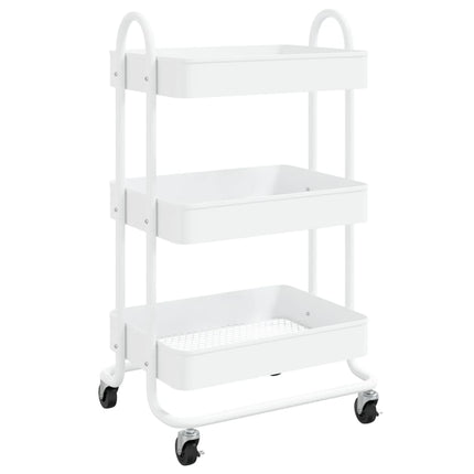 3-Tier Trolley White 16.9"x13.4"x31.1" Steel