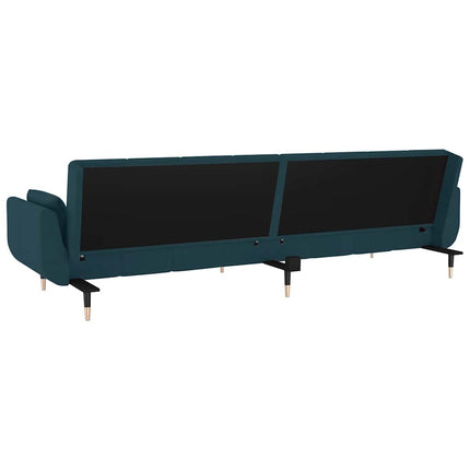 2-Seater Sofa Bed with Two Pillows Blue Velvet