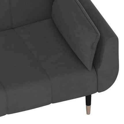 2-Seater Sofa Bed with Two Pillows Dark Gray Velvet
