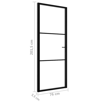 Interior Door ESG Glass and Aluminum 29.9"x79.3" Black