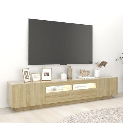 TV Cabinet with LED Lights Sonoma Oak 78.7x13.8x15.7" (804457+804439)