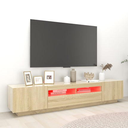 TV Cabinet with LED Lights Sonoma Oak 78.7x13.8x15.7" (804457+804439)