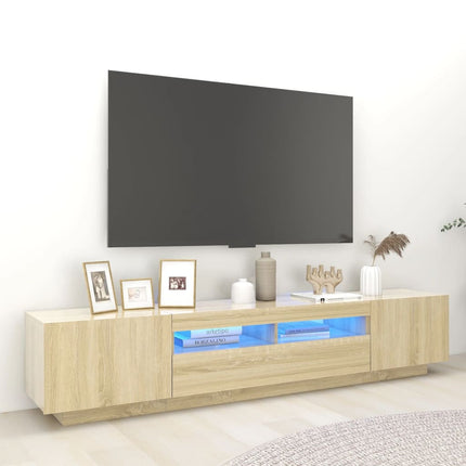 TV Cabinet with LED Lights Sonoma Oak 78.7x13.8x15.7" (804457+804439)