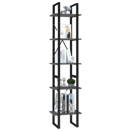 5-Tier Book Cabinet Gray 15.7"x11.8"x68.9" Engineered Wood
